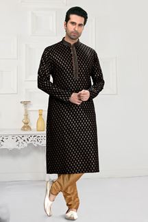 Picture of Stylish Black Colored Designer Kurta Payjama Set