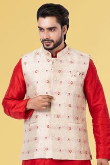 Picture of Majestic Cream Colored Designer Menswear Jacket