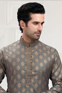 Picture of Splendid Grey Colored Designer Kurta Payjama Set