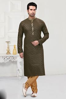 Picture of Vibrant Mehendi Green Colored Designer Kurta Payjama Set