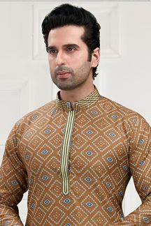 Picture of Amazing Light Brown Colored Designer Kurta Payjama Set