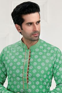 Picture of Attractive Green Colored Designer Kurta Payjama Set