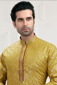 Picture of Delightful Mustard Colored Designer Kurta Payjama Set