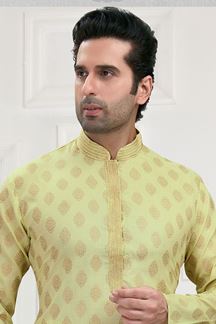 Picture of Artistic Pista Green Colored Designer Kurta Payjama Set