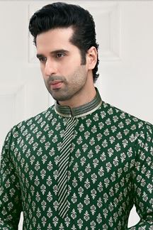 Picture of Enticing Green Colored Designer Kurta Payjama Set