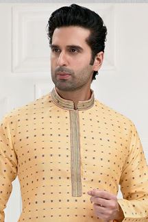 Picture of Exuberant Golden and Multi-Colored Designer Kurta Payjama Set