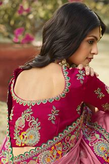 Picture of Stunning Pink and Red Colored Designer Saree