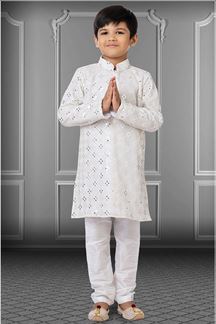 Picture of Exquisite White Colored Designer Kids wear