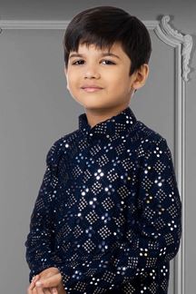 Picture of Aesthetic Navy Blue Colored Designer Kids wear