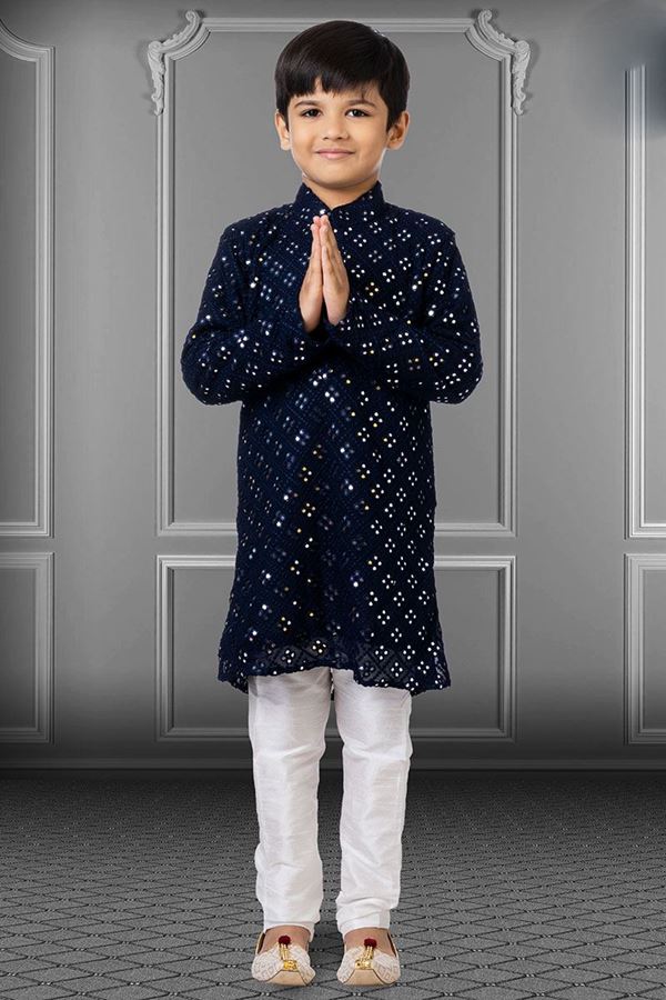 Picture of Awesome Navy Blue Colored Designer Kids wear