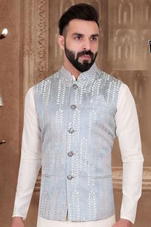 Picture of  Dashing Steel Blue Colored Designer Menswear Jacket