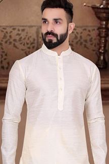 Picture of Attractive Cream Colored Designer Kurta Pajama with Jacket