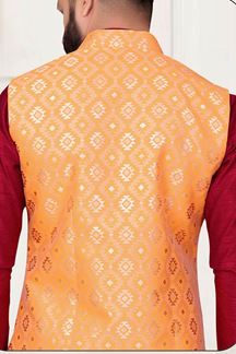 Picture of Fashionable Maroon Colored Designer Kurta Pajama with Jacket