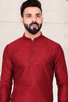 Picture of Fashionable Maroon Colored Designer Kurta Pajama with Jacket