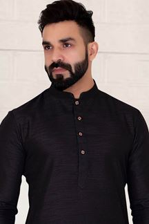 Picture of Appealing Black Colored Designer Kurta Pajama with Jacket