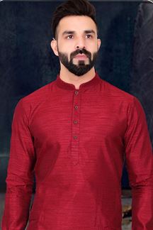 Picture of Classy Maroon Colored Designer Kurta Pajama with Jacket