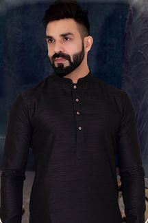 Picture of  Spectacular Black Colored Designer Kurta Pajama with Jacket