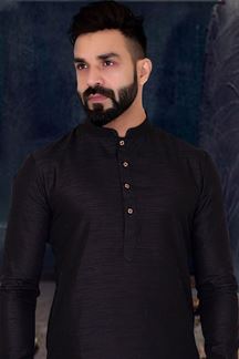 Picture of  Aesthetic Black Colored Designer Kurta Pajama with Jacket