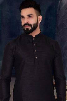 Picture of  Artistic Black Colored Designer Kurta Pajama with Jacket