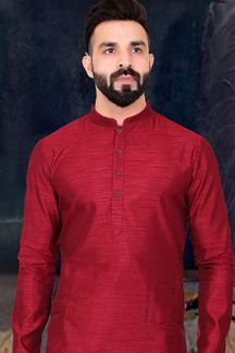 Picture of  Awesome Maroon Colored Designer Kurta Pajama with Jacket