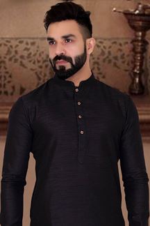 Picture of  Enticing Black Colored Designer Kurta Pajama with Jacket