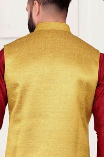 Picture of  Impressive Maroon Colored Designer Kurta Pajama with Jacket