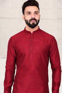 Picture of  Impressive Maroon Colored Designer Kurta Pajama with Jacket