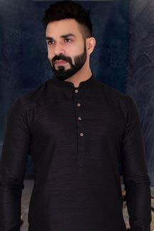 Picture of  Awesome Black Colored Designer Kurta Pajama with Jacket