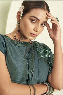 Picture of  Magnificent Dark Green Colored Readymade Designer Saree