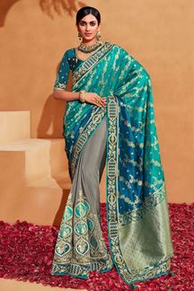 Picture of  Glorious Rama and Grey Colored Designer Saree