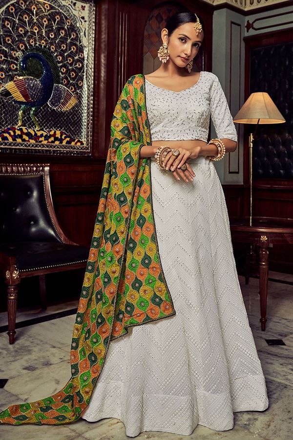 Picture of OutstandingWhite Colored Designer Lehenga Choli