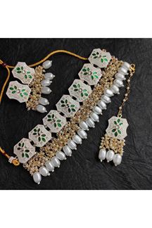 Picture of Exuberant Grey Colored Designer Meenakari Choker Set