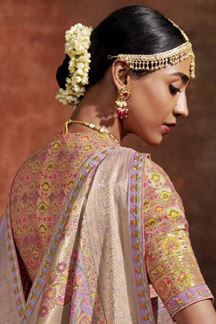 Picture of Marvelous Lavender and Peach Colored Designer Saree