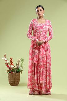 Picture of Magnificent Pink Colored Designer Indo-Western Suit