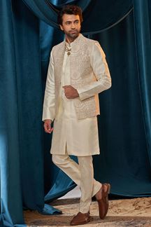 Picture of  AlluringCream Colored Men's Designer Indo Western Jacket