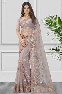 Picture of Glamorous Dusty Lavender Colored Designer Saree