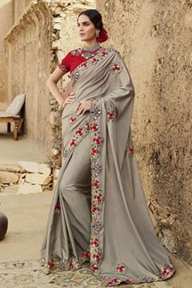 Picture of EnticingIvory and Red Colored Designer Saree
