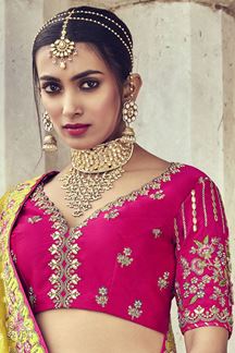 Picture of TrendyLiril Green and Pink Colored Designer Lehenga Choli