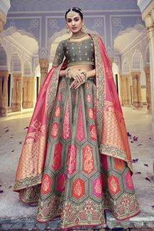 Picture of MarvelousGrey and Pink Colored Designer Lehenga Choli