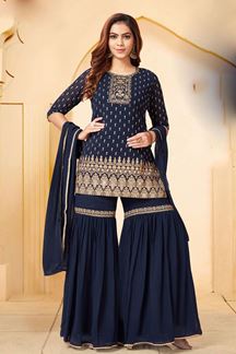 Picture of Marvelous Navy Blue Colored Designer Suit