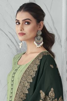 Picture of Glorious Pista Green Colored Designer Suit (Unstitched suit)