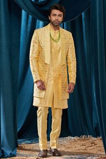Picture of  LovelyYellow Colored Designer Indo Western Sherwani