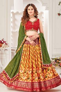 Picture of Heavenly Red and Yellow Colored Designer Lehenga Choli