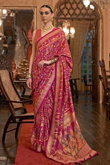 Picture of Flamboyant Pink Colored Designer Saree