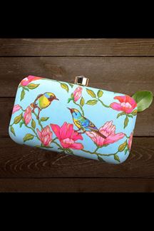 Picture of Enticing Sky Blue Colored Exclusive Designer Art Silk Clutches