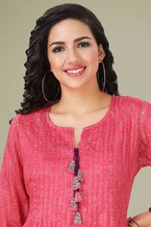 Picture of Beautiful Pink and Shaded Purple Colored Designer Kurti
