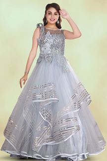 Picture of Appealing Sky Blue Colored Designer Gown
