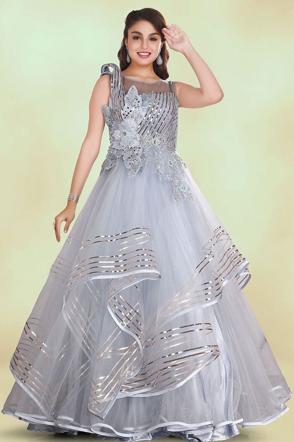 Picture of Appealing Sky Blue Colored Designer Gown