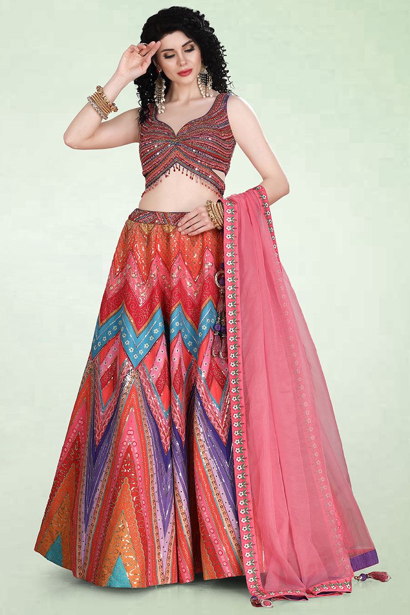 Self Design Semi Stitched Lehenga & Crop Top Price in India, Full  Specifications & Offers | DTashion.com
