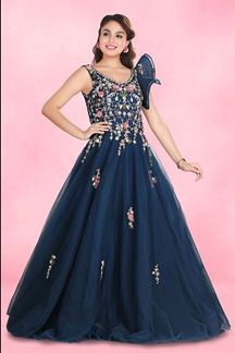 Picture of Exuberant Navy Blue Colored Designer Gown